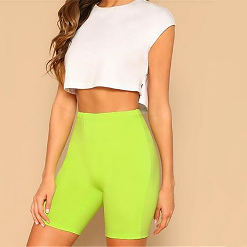 

21Grams Women's Cycling Shorts - Yellow Bike Bottoms Breathable Quick Dry Moisture Wicking Sports Terylene Lycra Mountain Bike MTB Clothing Apparel / Stretchy / Race Fit / Italian Ink