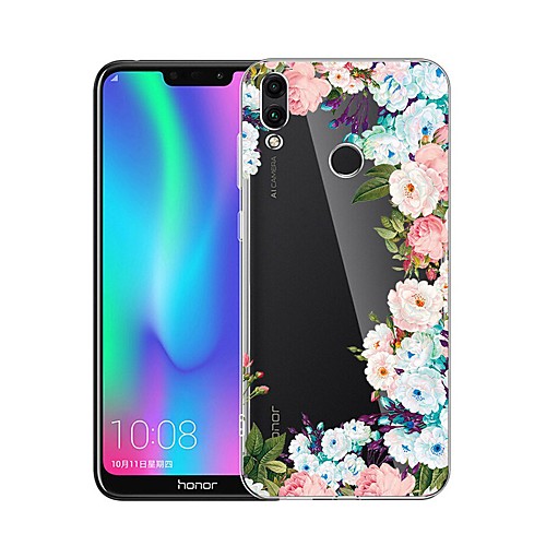 

Case For Huawei Huawei Honor 10 / Huawei Honor 8X / Huawei Honor 8A Shockproof / Transparent / Pattern Back Cover Flower Soft TPU