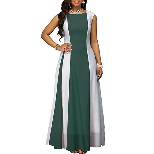

Women's Plus Size Maxi Chiffon Dress - Sleeveless Color Block Summer Fall Casual Party Weekend 2020 Black Blushing Pink Green S M L XL XXL XXXL XXXXL XXXXXL