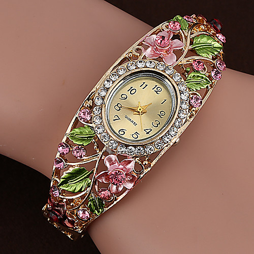 

Women's Bracelet Watch Cubic Zirconia Bangle Elegant Blue Green Pink Alloy Chinese Quartz Blushing Pink Rainbow Purple Casual Watch Imitation Diamond 1 pc Analog One Year Battery Life