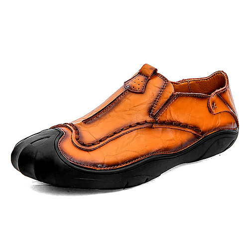 

Men's Fall / Spring & Summer Daily Outdoor Loafers & Slip-Ons Walking Shoes Cowhide Breathable Wear Proof Light Brown / Dark Brown / Black