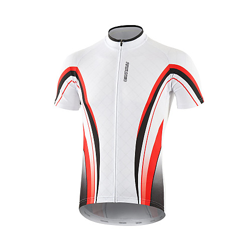 

Arsuxeo Men's Short Sleeve Cycling Jersey Summer Polyester Red / White Black / Red Black / Green Stripes Bike Jersey Top Mountain Bike MTB Road Bike Cycling Quick Dry Moisture Wicking Breathable
