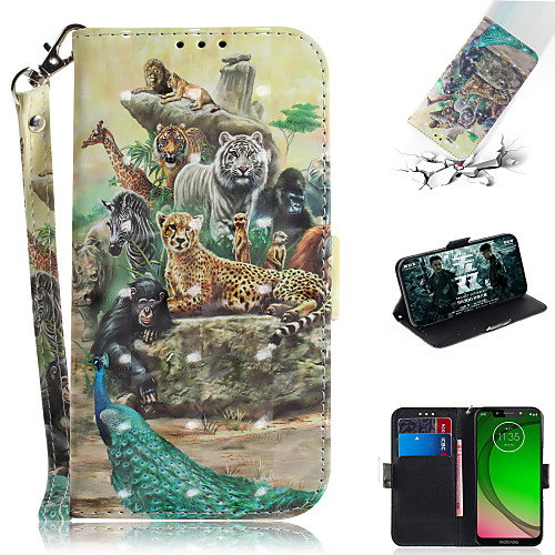 

Case For Motorola Moto G7 / Moto G7 Plus / Moto G7 Play Wallet / Card Holder / with Stand Full Body Cases Animal / 3D Cartoon PU Leather