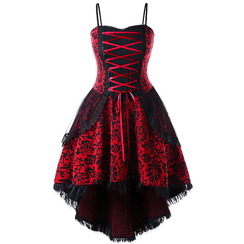 

Women's Little Black Dress - Sleeveless Tribal Lace Lace up Print Strapless Vintage Belt Not Included Slim White Red S M L XL XXL XXXL XXXXL XXXXXL