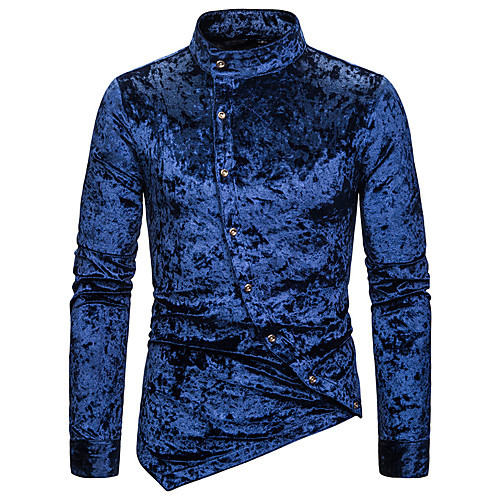 

Men's Shirt non-printing Solid Colored Long Sleeve Daily Tops White Black Blue