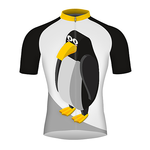 

21Grams Cartoon 3D Penguin Men's Short Sleeve Cycling Jersey - BlackWhite Bike Jersey Top Quick Dry Moisture Wicking Breathable Sports Summer 100% Polyester Mountain Bike MTB Road Bike Cycling