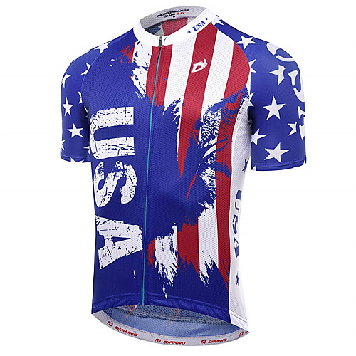 

21Grams American / USA USA National Flag Men's Short Sleeve Cycling Jersey - BlueWhite Bike Jersey Top Quick Dry Moisture Wicking Breathable Sports Summer Terylene Mountain Bike MTB Clothing Apparel