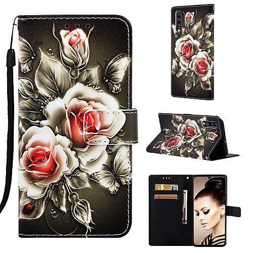 

Case For Samsung Galaxy Galaxy A7(2018) / Galaxy A10(2019) / Galaxy A30(2019) Wallet / Card Holder / with Stand Full Body Cases Flower Hard PU Leather