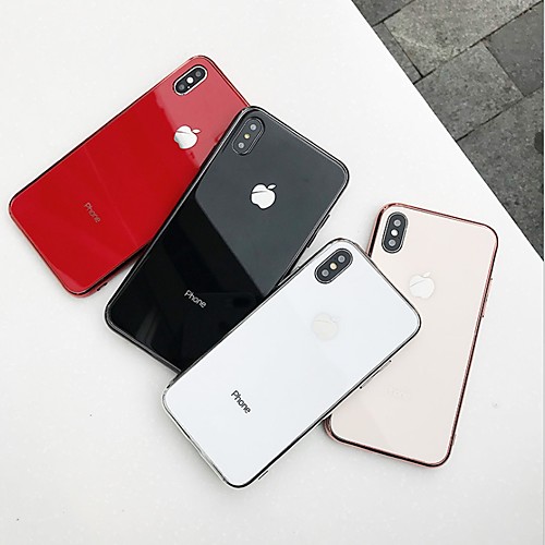

Case For Apple iPhone XR / iPhone XS Max / iPhone X Shockproof Back Cover Solid Colored Hard Tempered Glass