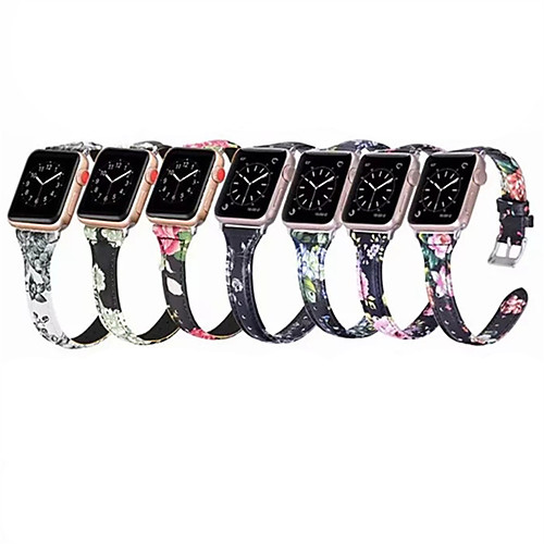 

Flower Pattern Genuine Leather Band for Apple Watch Series 4 3 2 1 Strap Buckle Bracelet Belt For IWatch 38mm/42mm/40mm/44mm