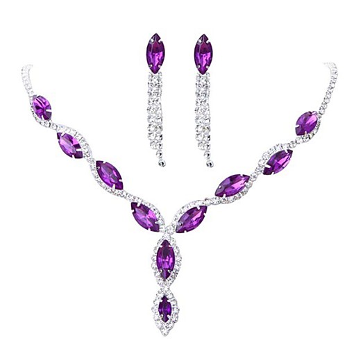

Women's AAA Cubic Zirconia Stud Earrings Necklace Stylish Classic Earrings Jewelry Black / Purple / Red For Engagement Festival 1 set