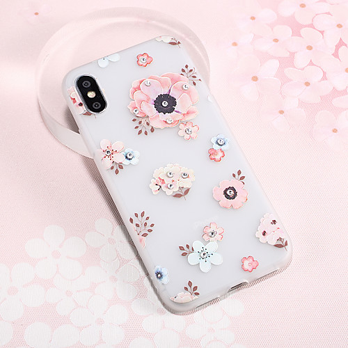

Case For Apple iPhone XS / iPhone XR / iPhone XS Max Rhinestone / Embossed / Pattern Back Cover Flower TPU