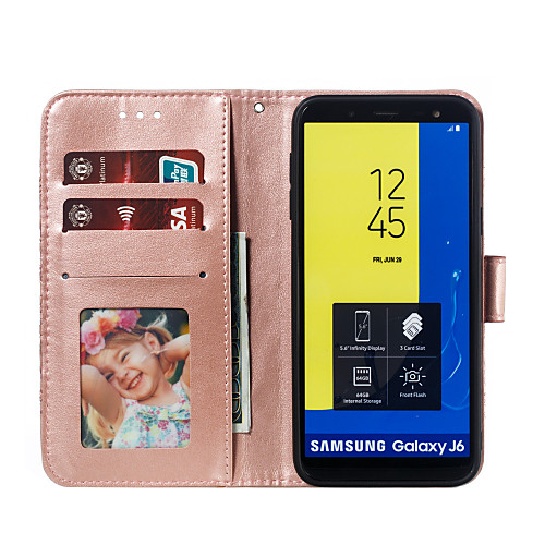 

Phone Case For Samsung Galaxy Full Body Case Wallet Card J6 J6 Plus J4 J4 (2018) J4 Plus J2 PRO 2018 Galaxy J4 Plus(2018) Galaxy J6 Plus(2018) M10 M20 Wallet Card Holder with Stand Flower / Floral