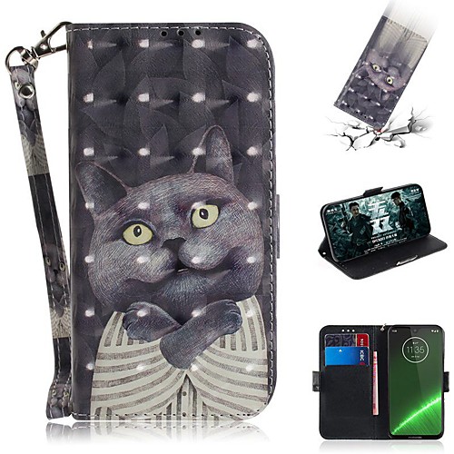 

Case For Motorola G7 / G7 Plus / G7 Play Wallet / Card Holder / Shockproof Full Body Cases Cat PU Leather for Moto G7 Power/MOTO G5S Plus/MOTO One / MOTO P30 Play