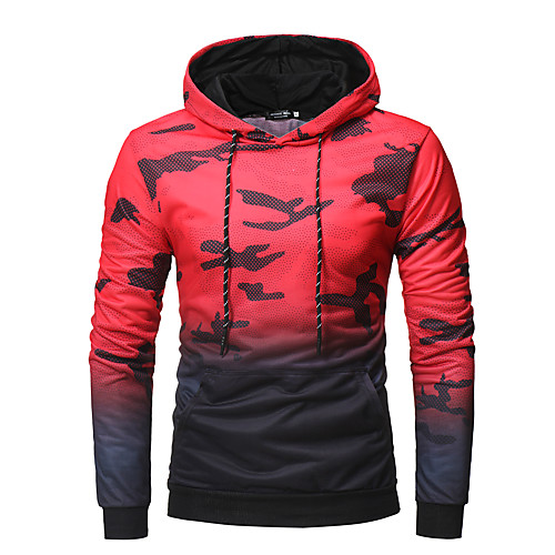 

Men's Plus Size Hoodie Jacket Camo / Camouflage Round Neck Active Casual Hoodies Sweatshirts Slim Black Red