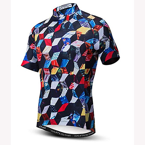 

21Grams Cube Men's Short Sleeve Cycling Jersey - Black / Red Bike Jersey Top Quick Dry Moisture Wicking Breathable Sports Summer Elastane Polyester Mountain Bike MTB Road Bike Cycling Clothing Apparel