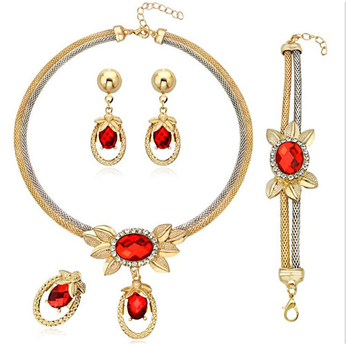 

Women's Synthetic Ruby Bridal Jewelry Sets Geometrical Flower Classic Gold Plated Earrings Jewelry Gold For Party Daily 1 set