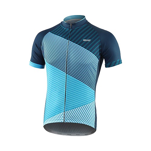 

Arsuxeo Men's Short Sleeve Cycling Jersey Summer Polyester Blue Stripes Bike Jersey Top Mountain Bike MTB Road Bike Cycling Quick Dry Moisture Wicking Breathable Sports Clothing Apparel / Triathlon