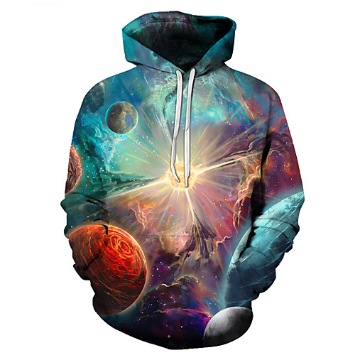 

Men's Plus Size Hoodie Geometric 3D Hooded Casual Streetwear Hoodies Sweatshirts Blue