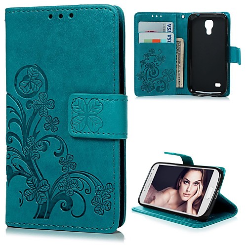 

Case For Samsung Galaxy S4 Mini Wallet / Card Holder / with Stand Full Body Cases Flower Hard PU Leather