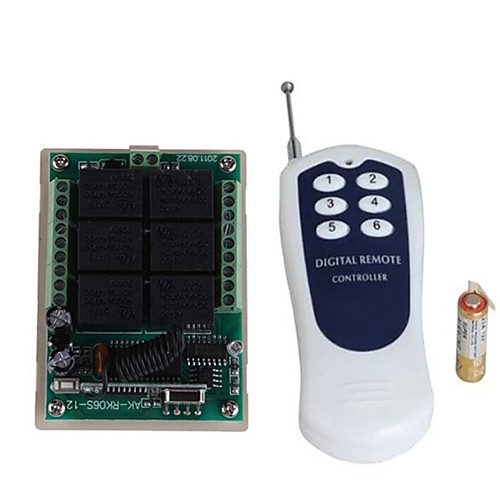 

DC12V 6CH RF Wireless Remote Control Switch /10A Relay Receiver / Learning code 6 way /Momentary /Toggle /Latched can change 433mhz