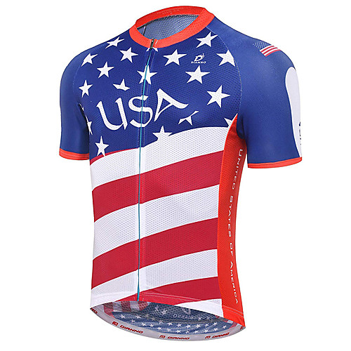 

21Grams American / USA USA National Flag Men's Short Sleeve Cycling Jersey - RedBlue Bike Jersey Top Quick Dry Moisture Wicking Breathable Sports Summer Terylene Mountain Bike MTB Road Bike Cycling