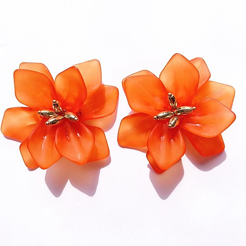 

Women's Stud Earrings Flower Stylish Resin Earrings Jewelry White / Orange / Blue For Daily 1 Pair