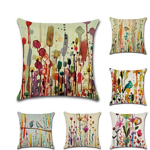 

Set of 1 Faux Linen Pillow Cover, Graphic Prints Contemporary Classic Fashion Throw Pillow