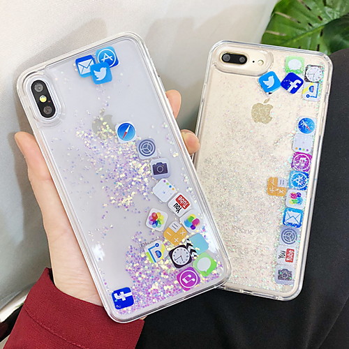 

Phone Case For Apple Back Cover iPhone XR iPhone XS iPhone XS Max iPhone X iPhone 8 Plus iPhone 8 iPhone 7 Plus iPhone 7 iPhone 6s Plus iPhone 6s Flowing Liquid Glitter Shine Glitter Shine Hard