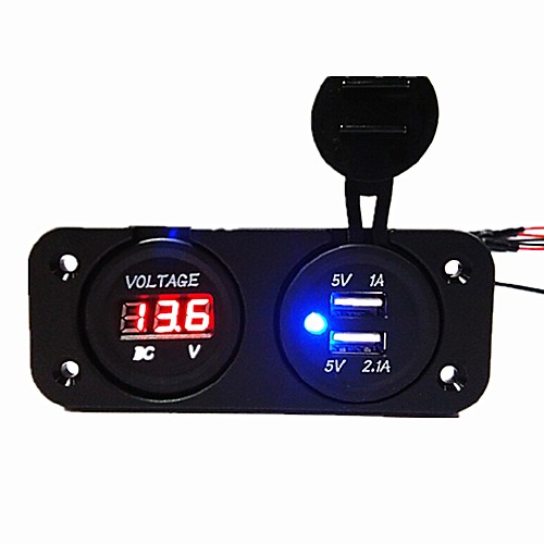 

DC12V 3.1A Car Charger Waterproof Two-Hole Panel with Dual USB Ports Voltage Meter Power Adapters Truck Car Motorcycle Power Socket Car Truck Motorcycle Boat ATV Car Modification Parts