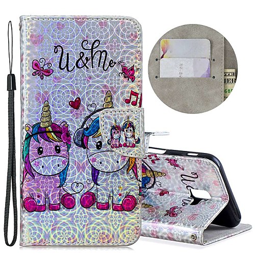 

Case For Samsung Galaxy J6 (2018) / J4 (2018) / Galaxy J4 Plus(2018) Wallet / Card Holder / Shockproof Full Body Cases Animal / Glitter Shine Hard PU Leather