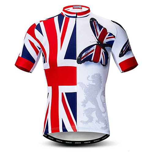 

21Grams UK Butterfly Men's Short Sleeve Cycling Jersey RedBlue Bike Jersey Top Mountain Bike MTB Road Bike Cycling Breathable Moisture Wicking Quick Dry Sports Polyester Elastane Terylene