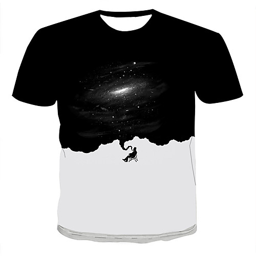 

Men's Plus Size Geometric 3D Print T-shirt Elegant Street chic Going out Casual / Daily Round Neck Black / Short Sleeve