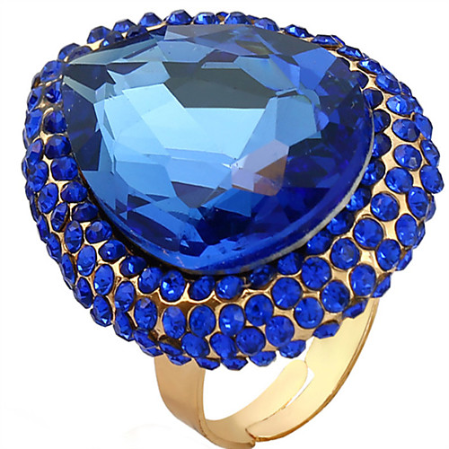 

Women's Adjustable Ring 1pc Dark Blue Gemstone & Crystal Alloy Oval Luxury Party Club Jewelry