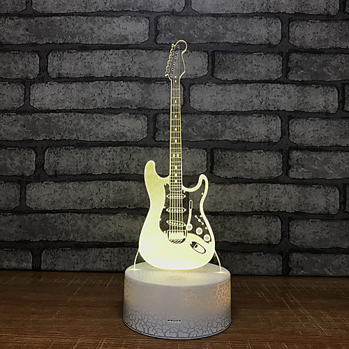 

Guitar Fountain Light Night Seven Colors Touch Lamp 3d Visual Creative Small Gift 3d Luminaires Wholes