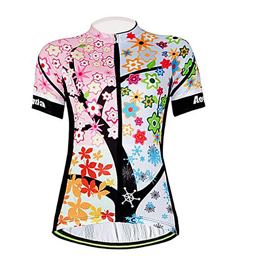 

21Grams Floral Botanical Women's Short Sleeve Cycling Jersey - Pink Bike Jersey Top Quick Dry Moisture Wicking Breathable Sports Summer Terylene Mountain Bike MTB Clothing Apparel / Micro-elastic