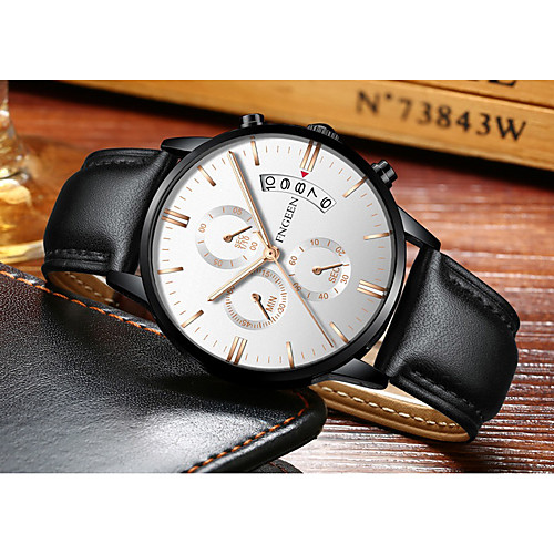 

Men's Dress Watch Quartz Formal Style Stylish Leather Black 30 m Calendar / date / day Analog Luxury Fashion - Black Black / White Black / Rose Gold One Year Battery Life