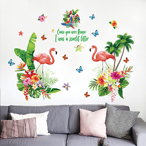 

Green Leaf Flamingo Wall Stickers - Plane Wall Stickers Floral / Botanical / Landscape Study Room / Office / Dining Room / Kitchen