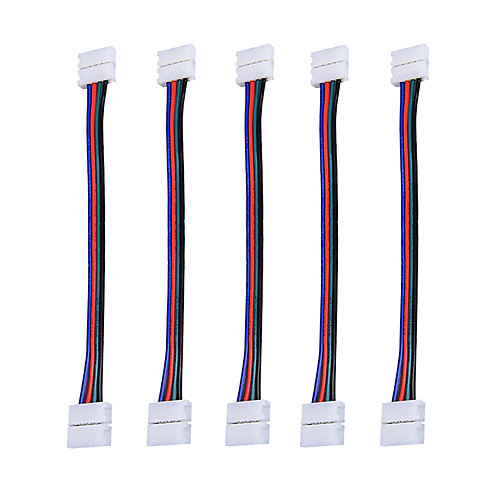

5 pcs RGB 5050 LED Light Strip Connector 4 Pins 10 mm Wide Strip to Strip Jumper 5-Pack Wire Solderless