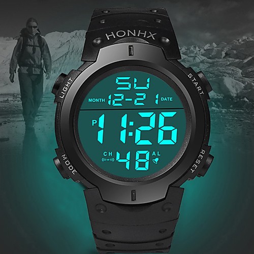 

Men's Sport Watch Quartz Sporty Silicone Black 30 m Calendar / date / day LED Light Noctilucent Digital Fashion - Black Green Blue One Year Battery Life / Stainless Steel