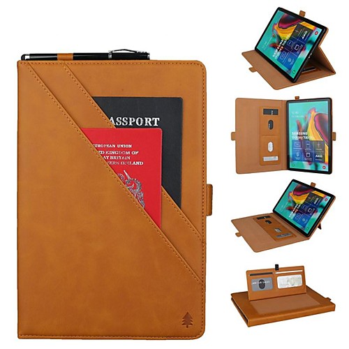 

Phone Case For Samsung Galaxy Full Body Case Samsung Tab S5e T720 10.5 Samsung Tab A 10.1(2019)T510 Wallet Card Holder Shockproof Solid Colored Hard Genuine Leather