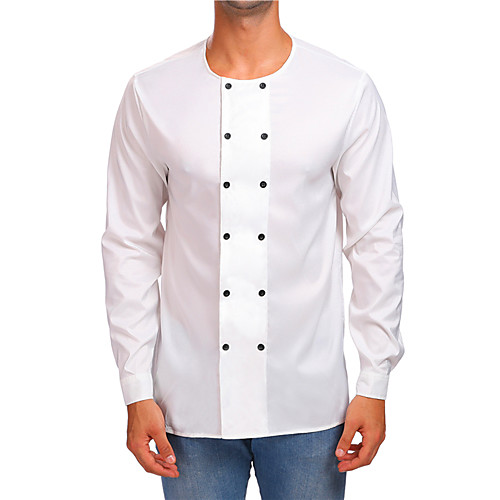 

Men's Shirt Solid Colored Lace up Full Body Casual Tops Cotton Basic White Red Navy Blue