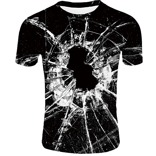 

Men's T shirt Graphic Print Short Sleeve Casual Tops Basic Round Neck Black / Summer