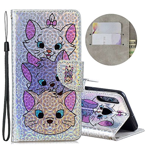 

Case For Huawei Huawei nova 4e / Huawei P20 lite / Huawei P30 Wallet / Card Holder / Shockproof Full Body Cases Cat / Glitter Shine Hard PU Leather