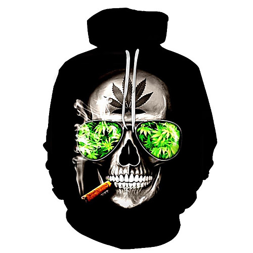 

Men's Plus Size Hoodie 3D Skull Hooded Halloween Party Casual Hoodies Sweatshirts Black