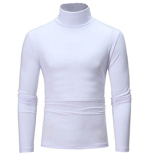 

Men's T shirt Shirt non-printing Solid Colored Long Sleeve Daily Slim Tops Basic Round Neck White Black Light gray