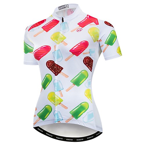 

21Grams Women's Short Sleeve Cycling Jersey Summer Elastane Polyester White Novelty Bike Jersey Top Mountain Bike MTB Road Bike Cycling Quick Dry Moisture Wicking Breathable Sports Clothing Apparel