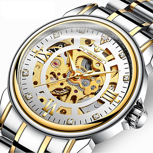 

Men's Mechanical Watch Automatic self-winding Formal Style Stainless Steel Black / Silver / Gold 50 m Hollow Engraving Large Dial Analog Luxury Fashion - Gold Black Silver