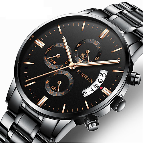 

Men's Dress Watch Quartz Formal Style Stylish Stainless Steel Black / Silver 30 m Calendar / date / day Analog Luxury Fashion - Black Black / White Silver One Year Battery Life