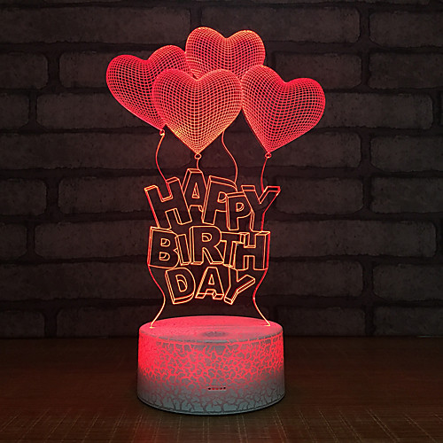

3D Nightlight Heart Shape Creative Birthday with USB Port 1pc USB